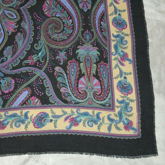 Vintage Italian Renaissance Paisley Scarf 46x46 - Picture 5 of 9